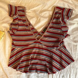 Striped ruffle top